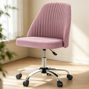 Taro Purple Vertical Quilted Armless Office Chair, Small Apartment Height-Adjustable Swivel Chair