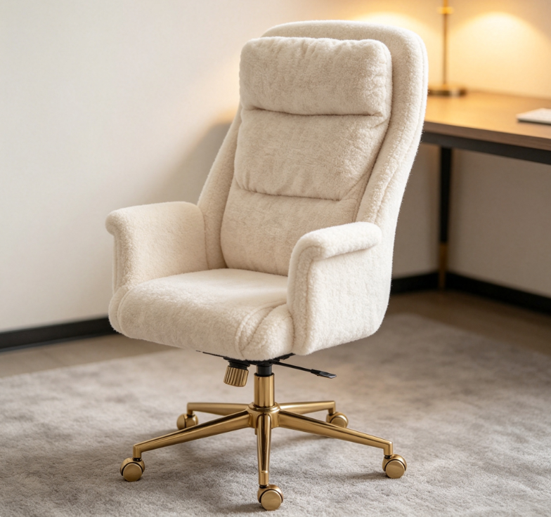 Luxury Office Chair with Gold Metal Legs and a High Back - Image 2