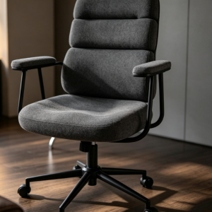 Dark Gray Three-Section Retro Fabric Office Chair