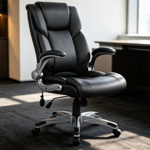 High-End Adjustable Boss Chair with Black and Gray Lines