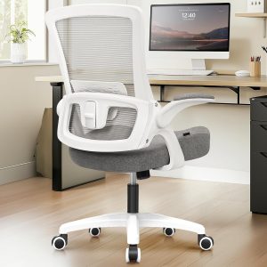 High-Back Mesh Office/Gaming Chair with Ergonomic Adjustable Flip-Up Armrests and Lumbar Support