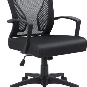 Mid-Back Mesh Office Chair with Rotating Lumbar Support and Armrests