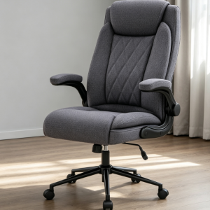 Dark Gray Diamond Quilted Fabric Executive Chair, High Back, Widened Seat Cushion, Home/Business Height Adjustable Swivel Office Chair