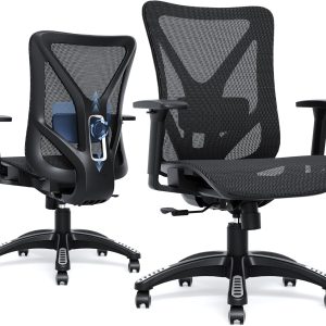 Mesh Office Chair with Adjustable Lumbar Support, Reclining Function, and Swiveling